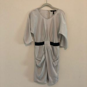 BCBG Ice Blue/Grey Draped 3/4 Sleeve Dress in XS